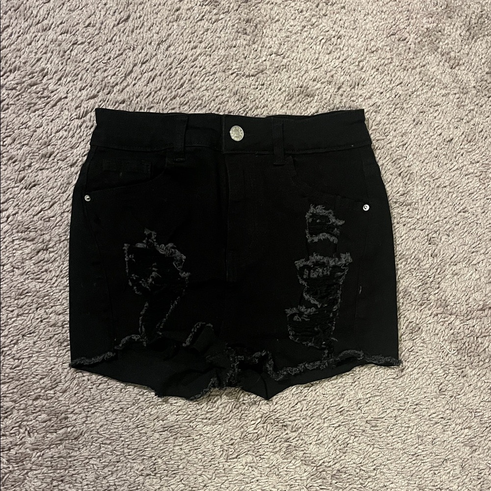 SHEIN Black Distressed Kids Shorts